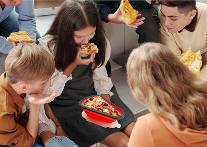 GLLOREE Faltbare Pizzaschachtel Aus Silikon, wiederverwendbare Lunchbox, BPA frei