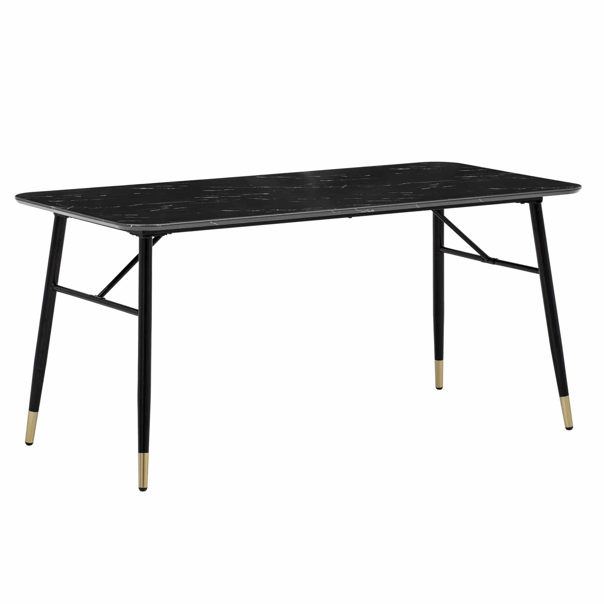 Esszimmertisch 180x90x76 cm Esstisch Schwarz in Marmor-Optik Modern