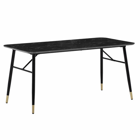 Esszimmertisch 200x90x76 cm Esstisch Schwarz in Marmor-Optik Modern