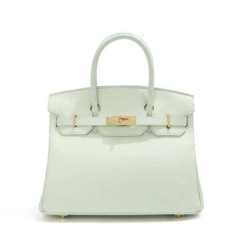 Kopfschicht-Rindsleder-Platin-Tasche, echtes Leder, Damentasche, große Kapazität, Handtasche, Damen, High-End-Sense, Pendler-Schultertasche 30CM grün