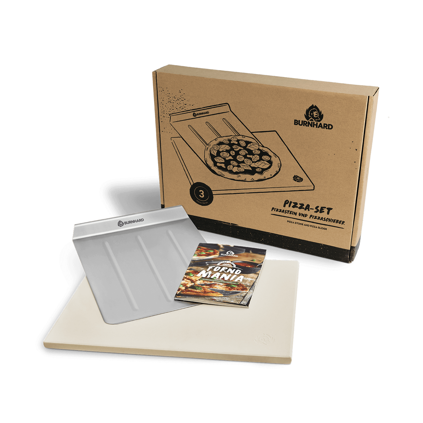 Universal Pizzastein rechteckig inkl. Schaufel