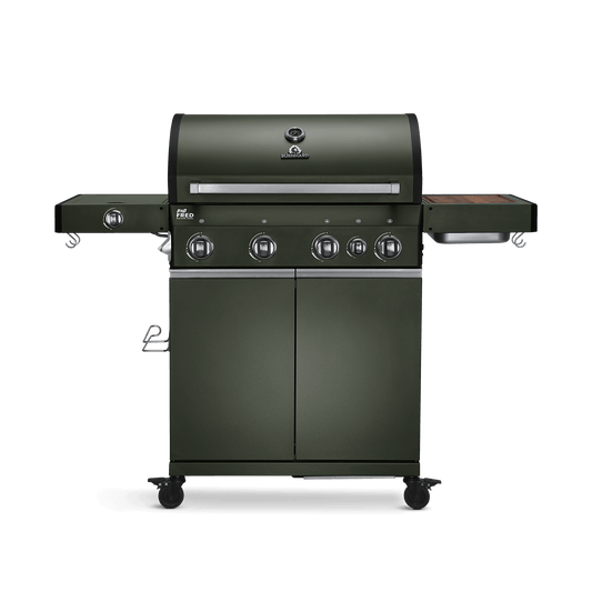 Big FRED Deluxe Gasgrill 4-Brenner Green Edition, Gusseisen-Rost