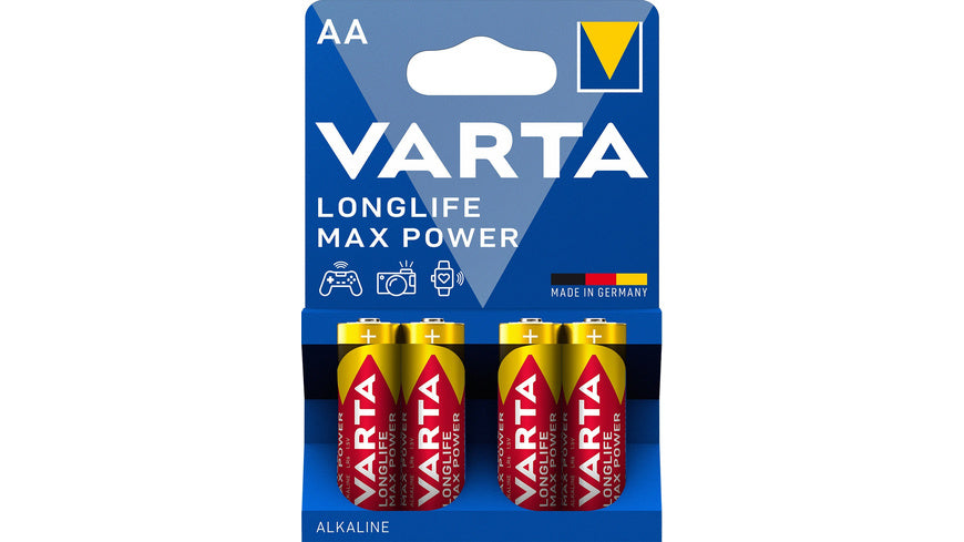 Varta Longlife Power Max, Alkaline Batterie Mignon AA, 4er-Pack