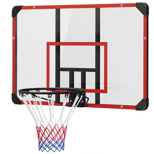 SPORTNOW Basketballkorb, Basketballbrett mit Korb, Basketballnetz mit Basketballboard, Wandmontage, für Outdoor, Stahl, 113 x 61 x 73 cm, Rot   Aosom
