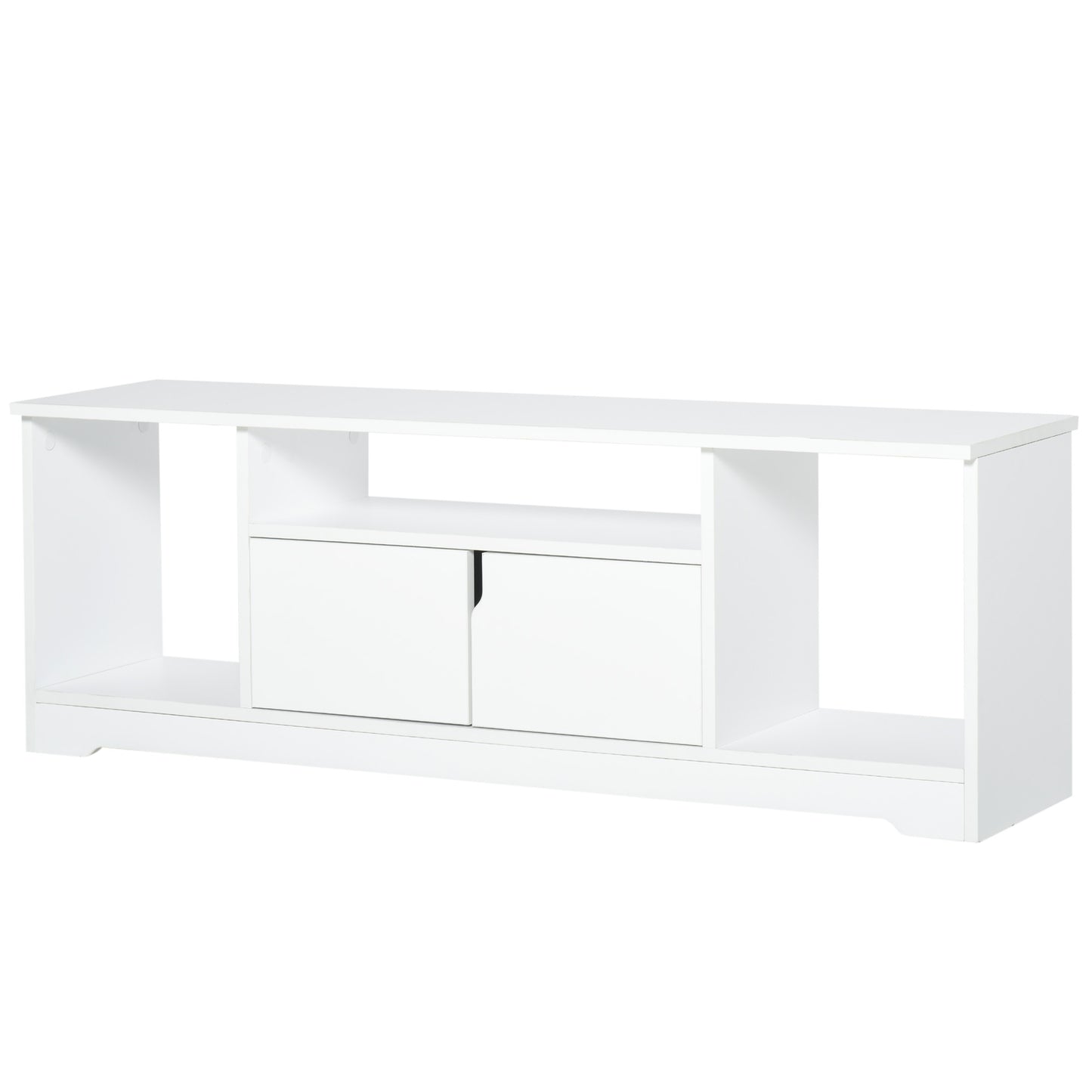 HOMCOM TV-Ständer, TV Schrank, TV-Kommode, Moderner Fernsehtisch mit Schrank und Offene Regale, Spanplatte, Weiß, 120 x 30 x 41cm   Aosom