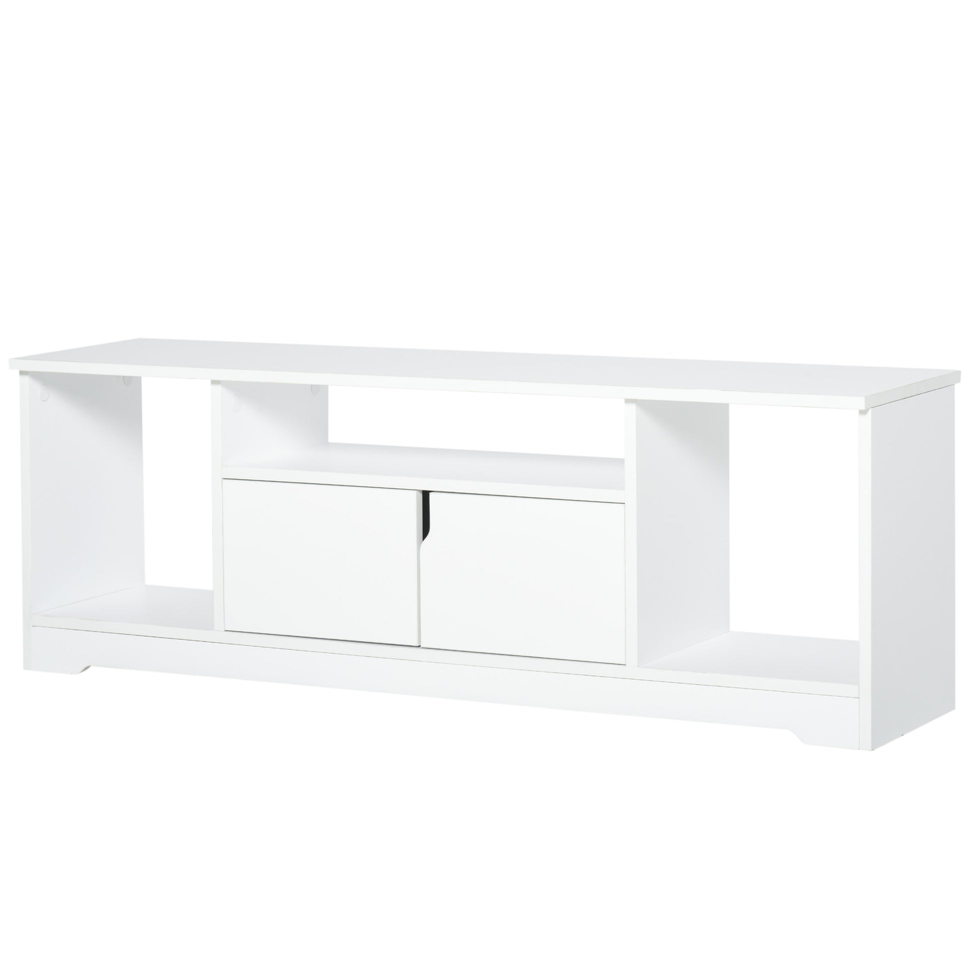 HOMCOM TV-Ständer, TV Schrank, TV-Kommode, Moderner Fernsehtisch mit Schrank und Offene Regale, Spanplatte, Weiß, 120 x 30 x 41cm   Aosom