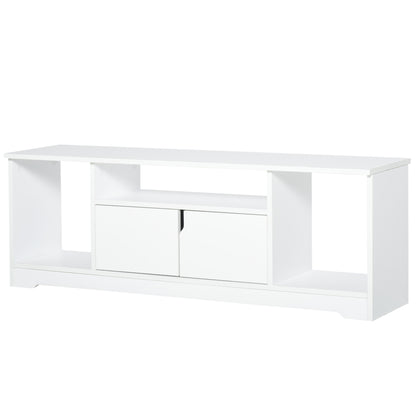HOMCOM TV-Ständer, TV Schrank, TV-Kommode, Moderner Fernsehtisch mit Schrank und Offene Regale, Spanplatte, Weiß, 120 x 30 x 41cm   Aosom