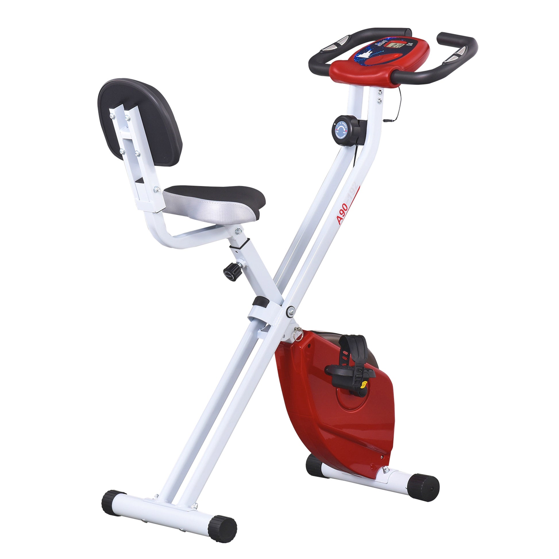 HOMCOM Heimtrainer Fahrradtrainer mit 8 stufig einstellbarem Magnetwiderstand höhenverstellbar Stahl Rot+Weiß 43 x 97 x 109 cm   Aosom