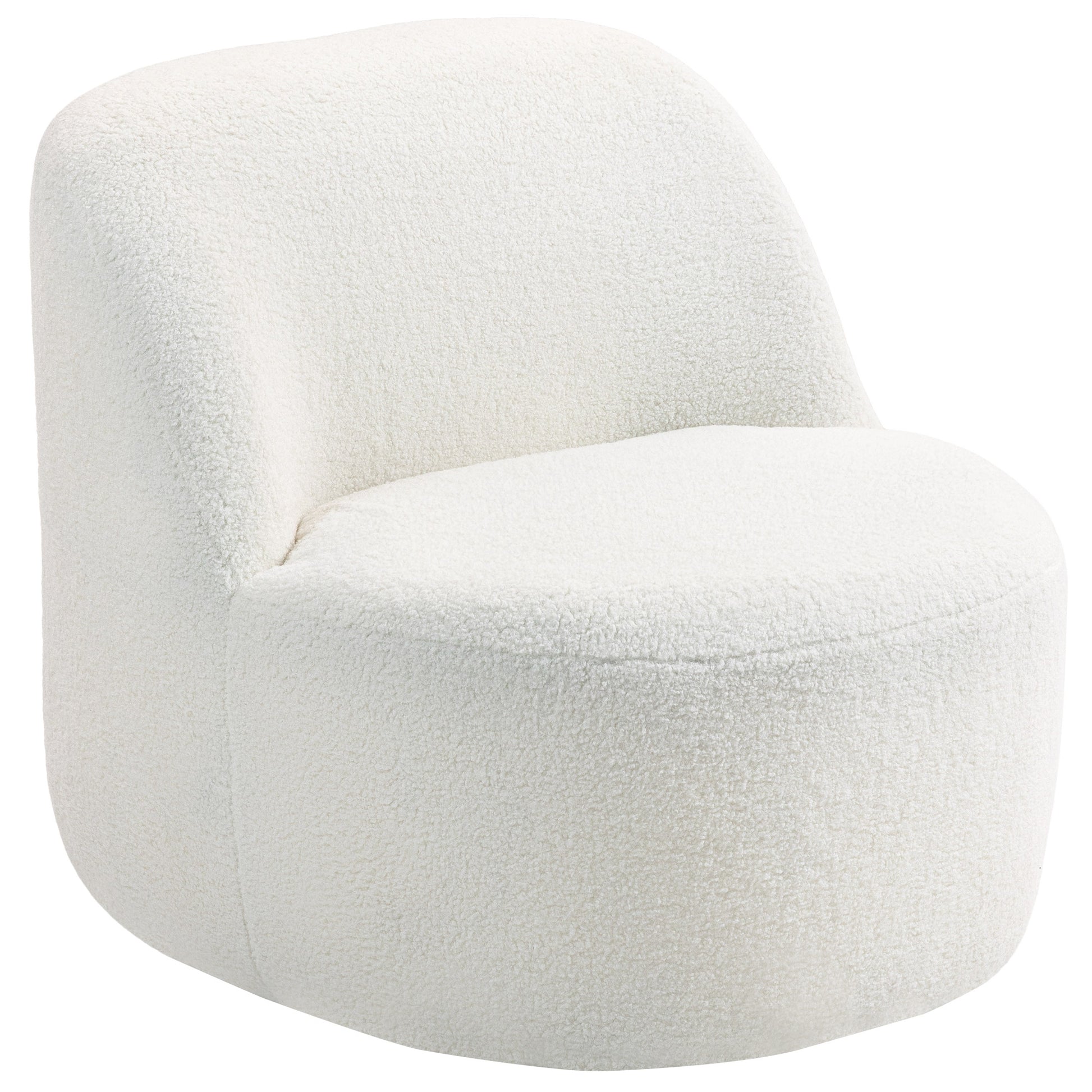 HOMCOM Wohnzimmerstuhl im modernen Stil mit ergonomischer Rückenlehne, gepolsterter Sessel aus Sherpa-Fleece und Schaumstoff, 73x82x71 cm, Cremeweiß   Aosom