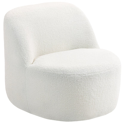 HOMCOM Wohnzimmerstuhl im modernen Stil mit ergonomischer Rückenlehne, gepolsterter Sessel aus Sherpa-Fleece und Schaumstoff, 73x82x71 cm, Cremeweiß   Aosom