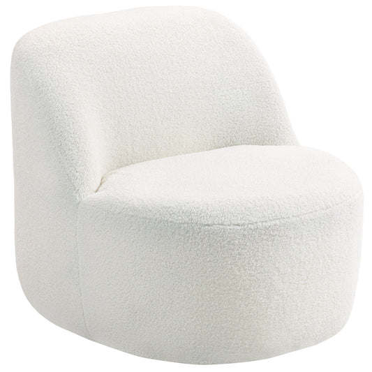 HOMCOM Wohnzimmerstuhl im modernen Stil mit ergonomischer Rückenlehne, gepolsterter Sessel aus Sherpa-Fleece und Schaumstoff, 73x82x71 cm, Cremeweiß   Aosom