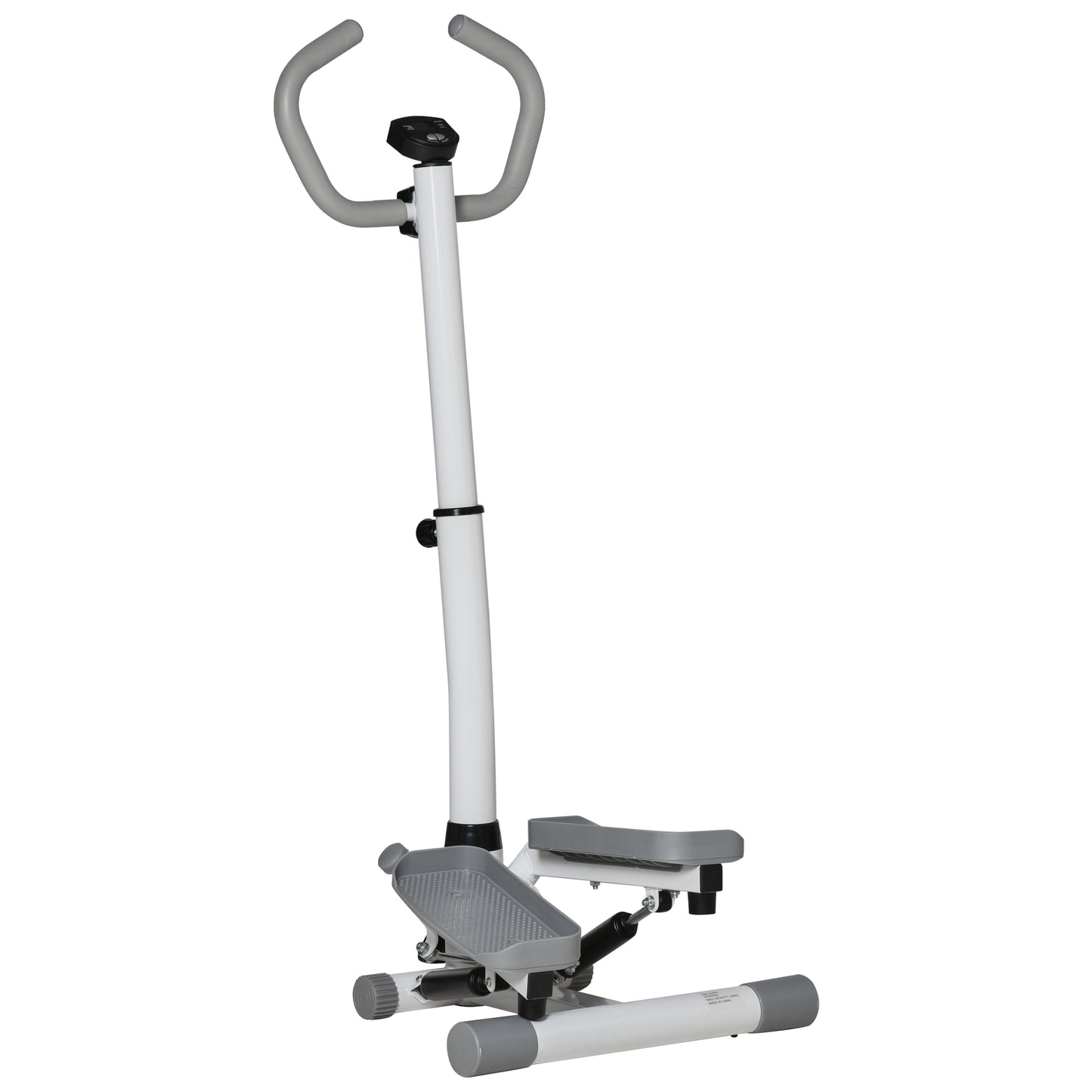 HOMCOM Stepper mit Handgriff Fitness Heimtrainer für Zuhause klein Fitnessgerät für Bein- und Po-Training mit LCD-Bildschirm einstellbare Geschwindigkeit Metall ABS Weiß+Grau 55 x 53 x 118-128 cm   Aosom