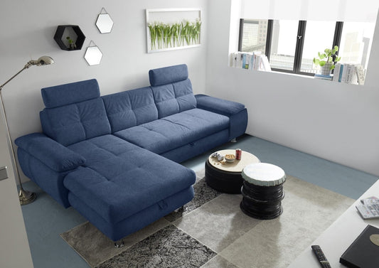 Ecksofa Alba von Ed Exciting Design – Stilvolles Sofa mit Stoff Brego, Schlaffunktion &amp; Bettkasten, beidseitig bestellbar
