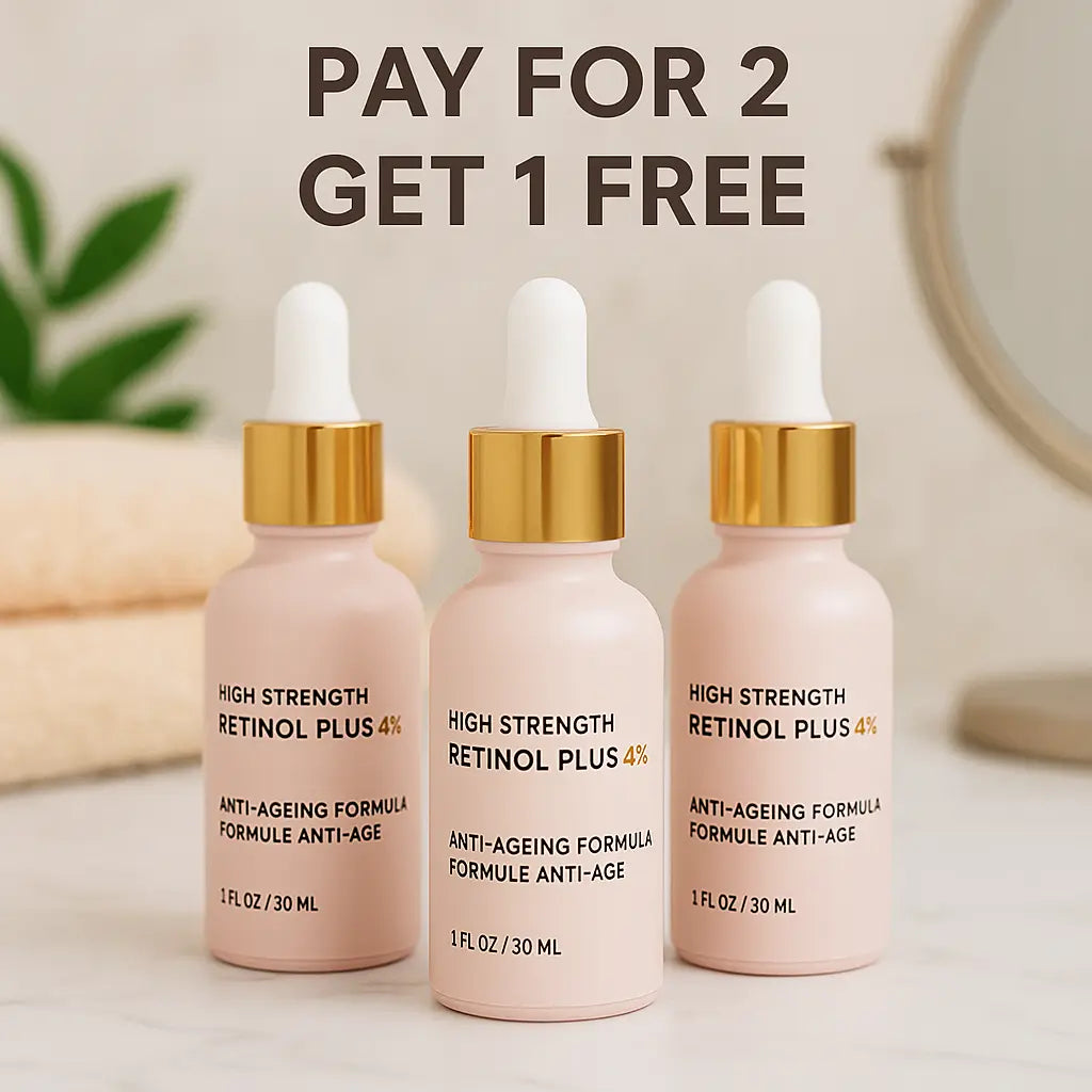 Ammuri High Strength Retinol Serum 4% Plus – Anti-Ageing Formula for Wrinkles, Fine Lines, Dark Spots & Firming – Face Serum with Vitamin Support – 3 Pack (30ml Each)