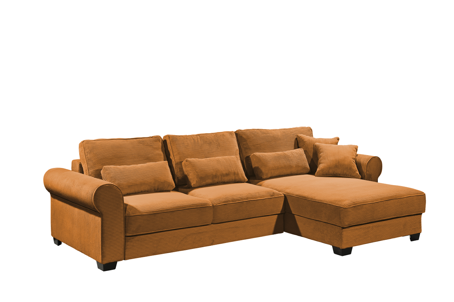 Ecksofa Angelina - Schlafsofa mit Bettkasten und Nosagfederung in Breitcord - ED Exciting Design