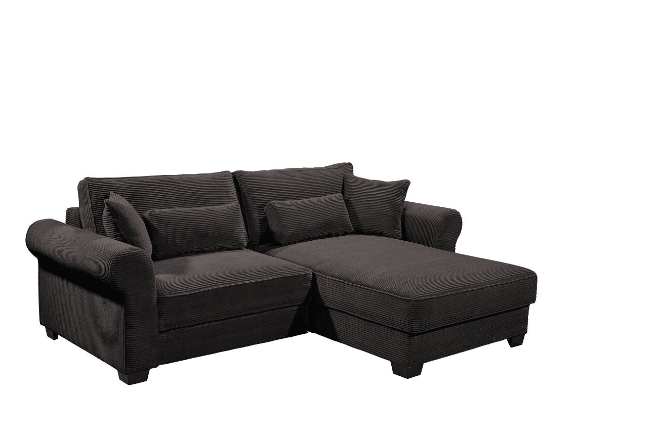 Kleines Ecksofa mit Schlaffunktion und Bettkasten &quot;Angelina&quot;  - Beidseitig montierbar, in verschiedenen Farben erhältlich