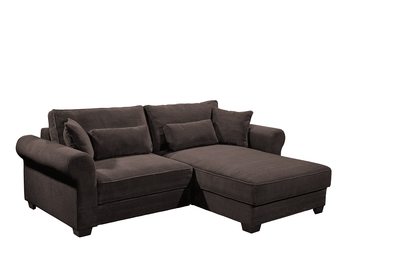 Kleines Ecksofa mit Schlaffunktion und Bettkasten &quot;Angelina&quot;  - Beidseitig montierbar, in verschiedenen Farben erhältlich