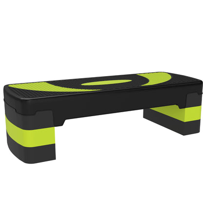 HOMCOM Steppbrett Aerobic-Stepper höhenverstellbar mit 3 Stufen (10/15/20 cm) Fitness Heimtrainer für Indoor Outdoor Belastbarkeit bis 150 kg Grün   Aosom