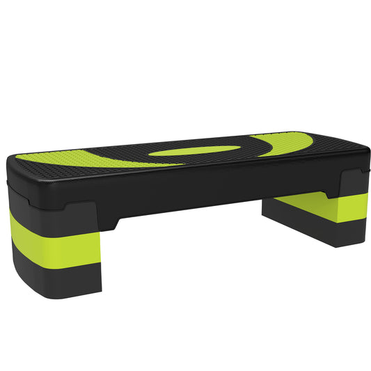 HOMCOM Steppbrett Aerobic-Stepper höhenverstellbar mit 3 Stufen (10/15/20 cm) Fitness Heimtrainer für Indoor Outdoor Belastbarkeit bis 150 kg Grün   Aosom