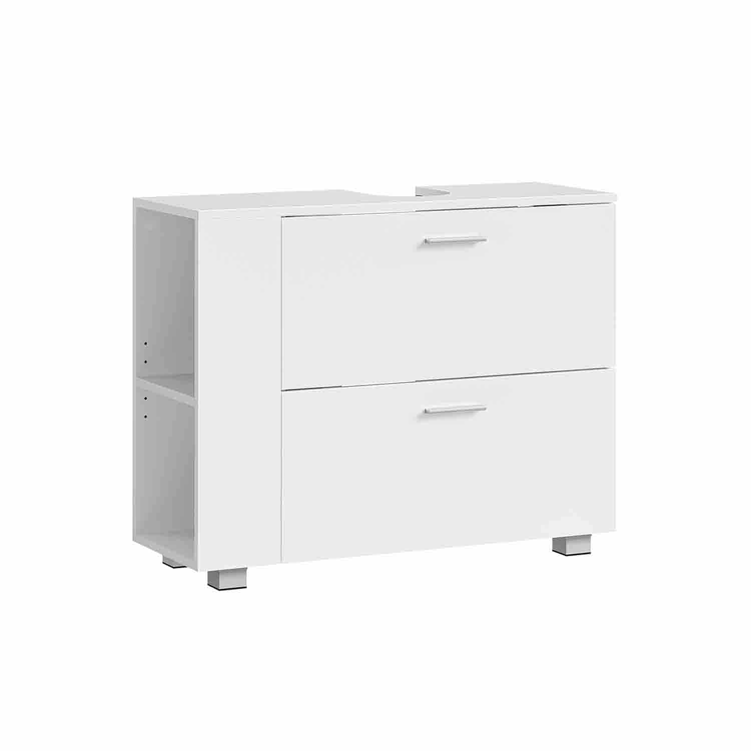 Waschbeckenunterschrank mit offenen Fächern an einer Seite