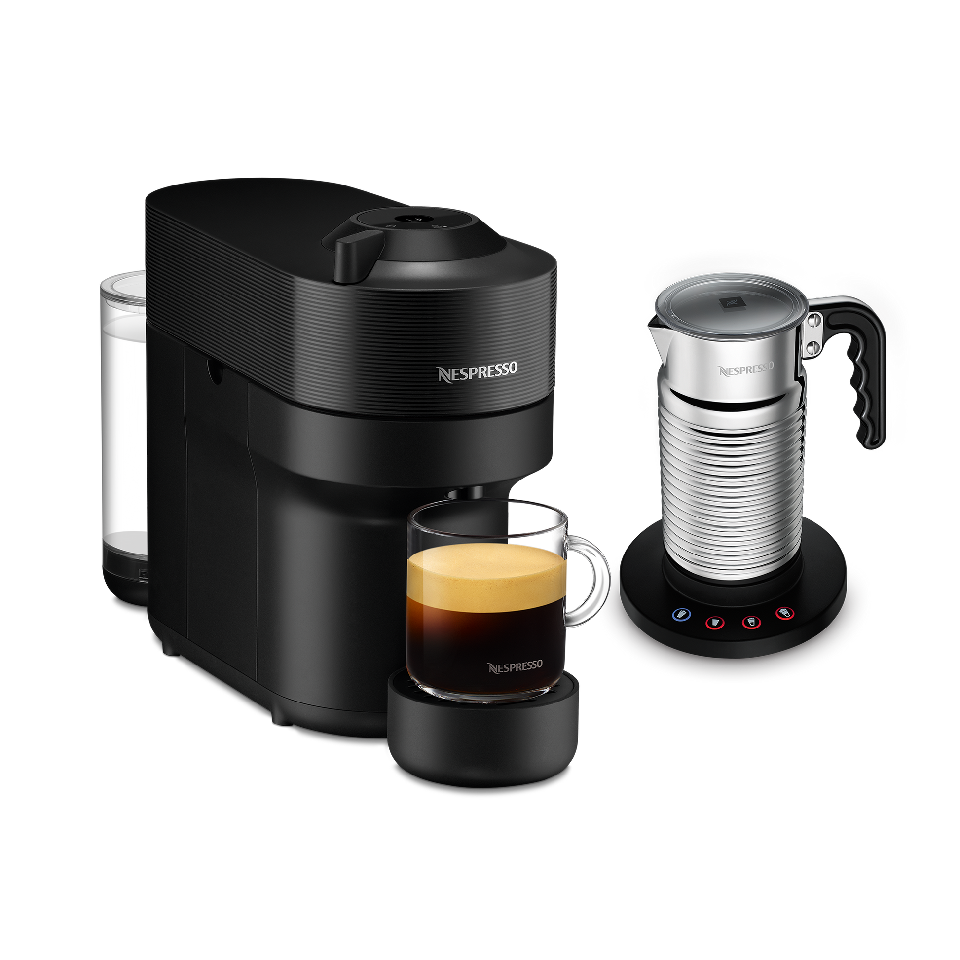 Nespresso VERTUO Pop Liquorice Black & Aeroccino4 Vertuo Kaffeemaschine