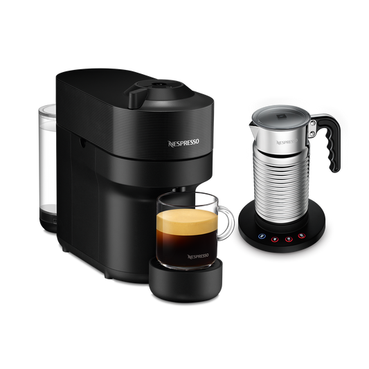 Nespresso VERTUO Pop Liquorice Black & Aeroccino4 Vertuo Kaffeemaschine