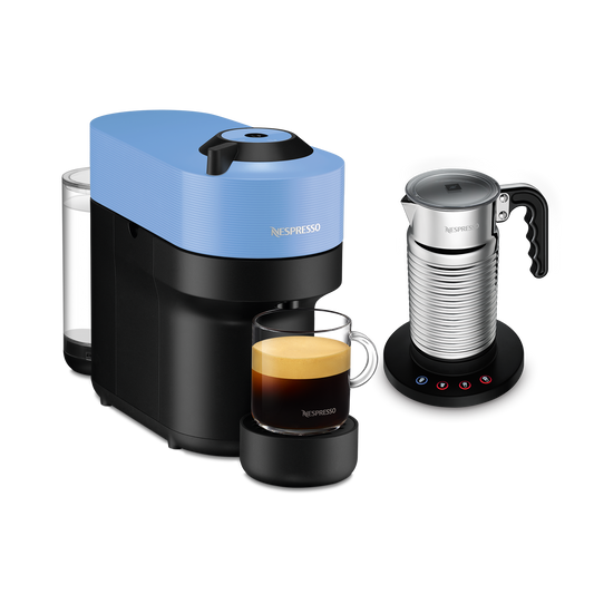 Nespresso VERTUO Pop Pacific Blue & Aeroccino4 Vertuo Kaffeemaschine