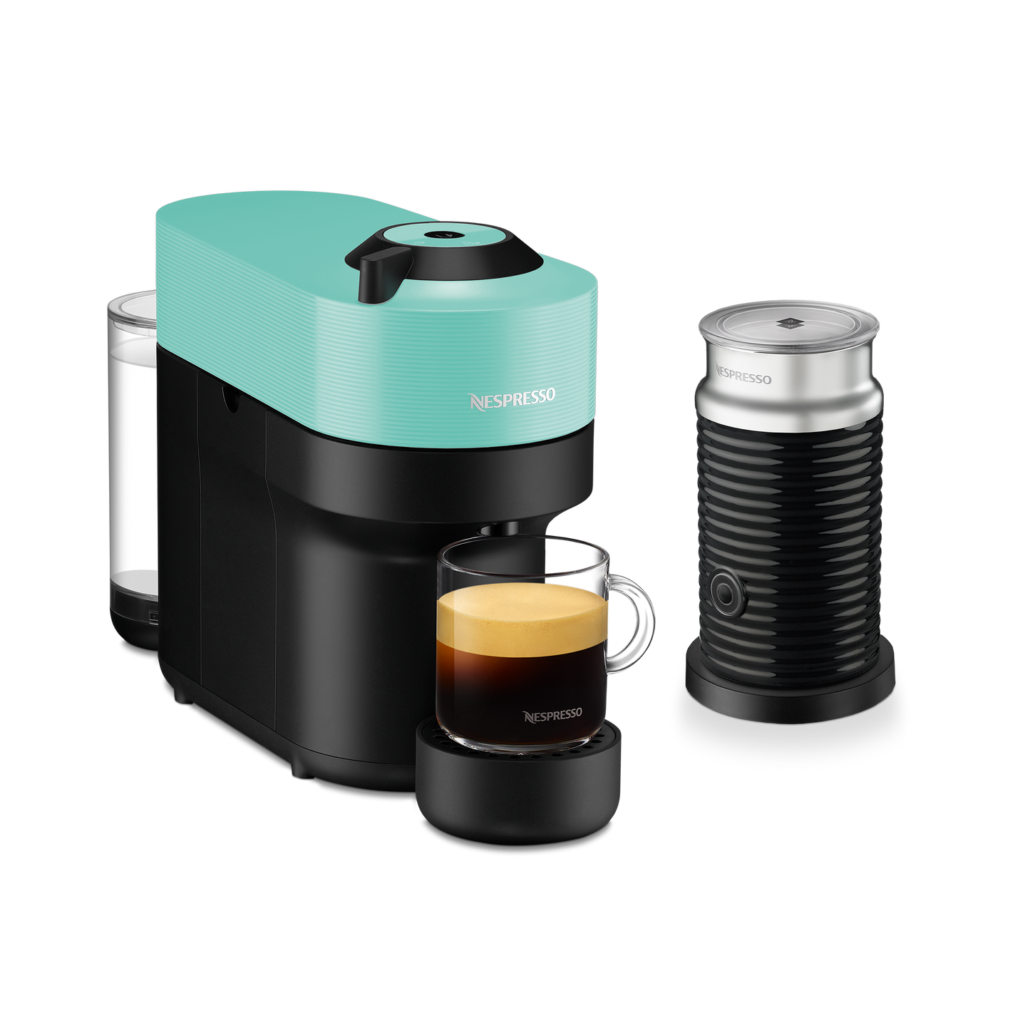 Nespresso VERTUO Pop Aqua & Aeroccino 3 schwarz Vertuo Kaffeemaschine