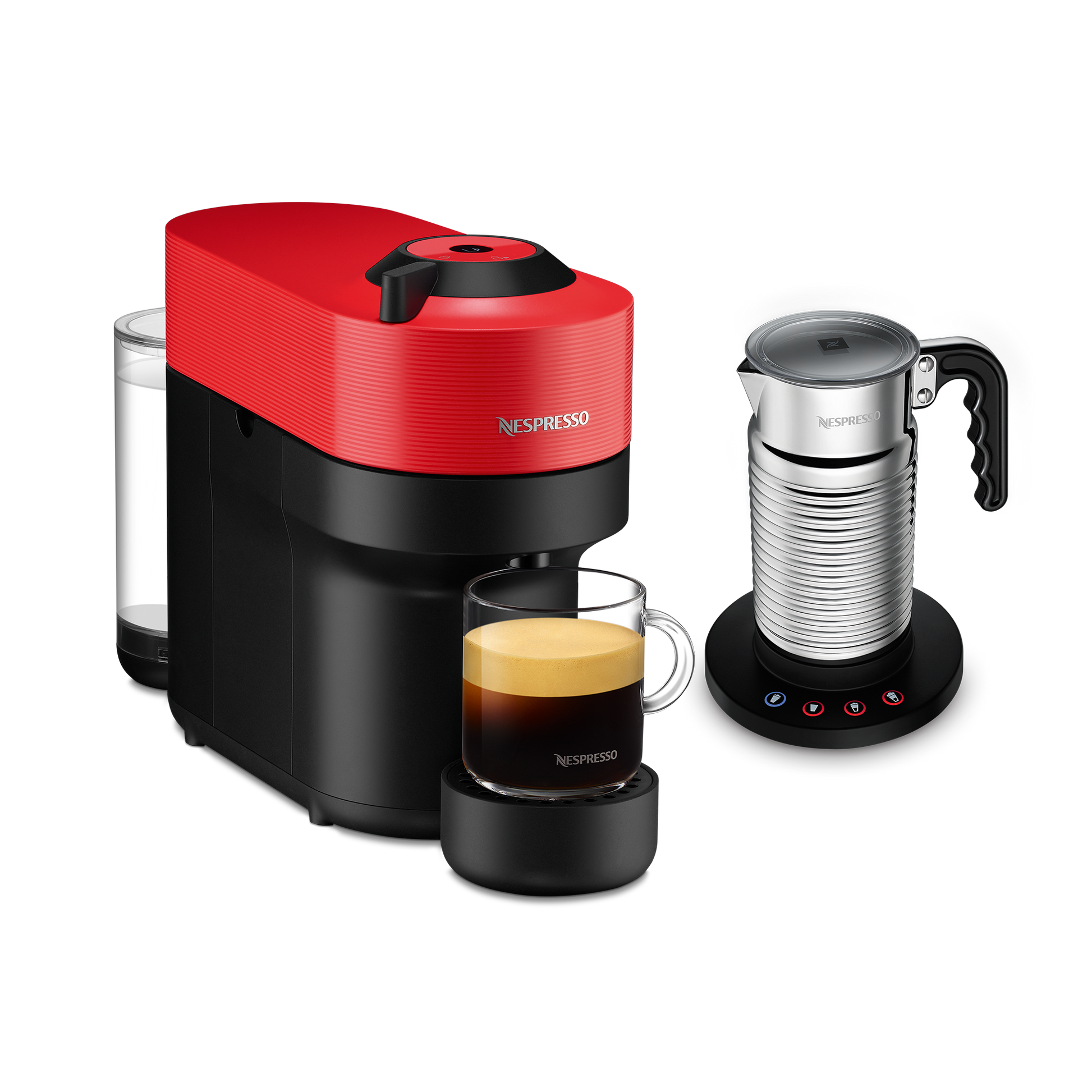 Nespresso Vertuo Pop Spicy Red & Aeroccino4 Vertuo Kaffeemaschine