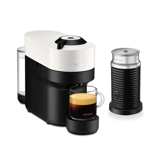Nespresso VERTUO Pop Coconut White & Aeroccino 3 schwarz Vertuo Kaffeemaschine