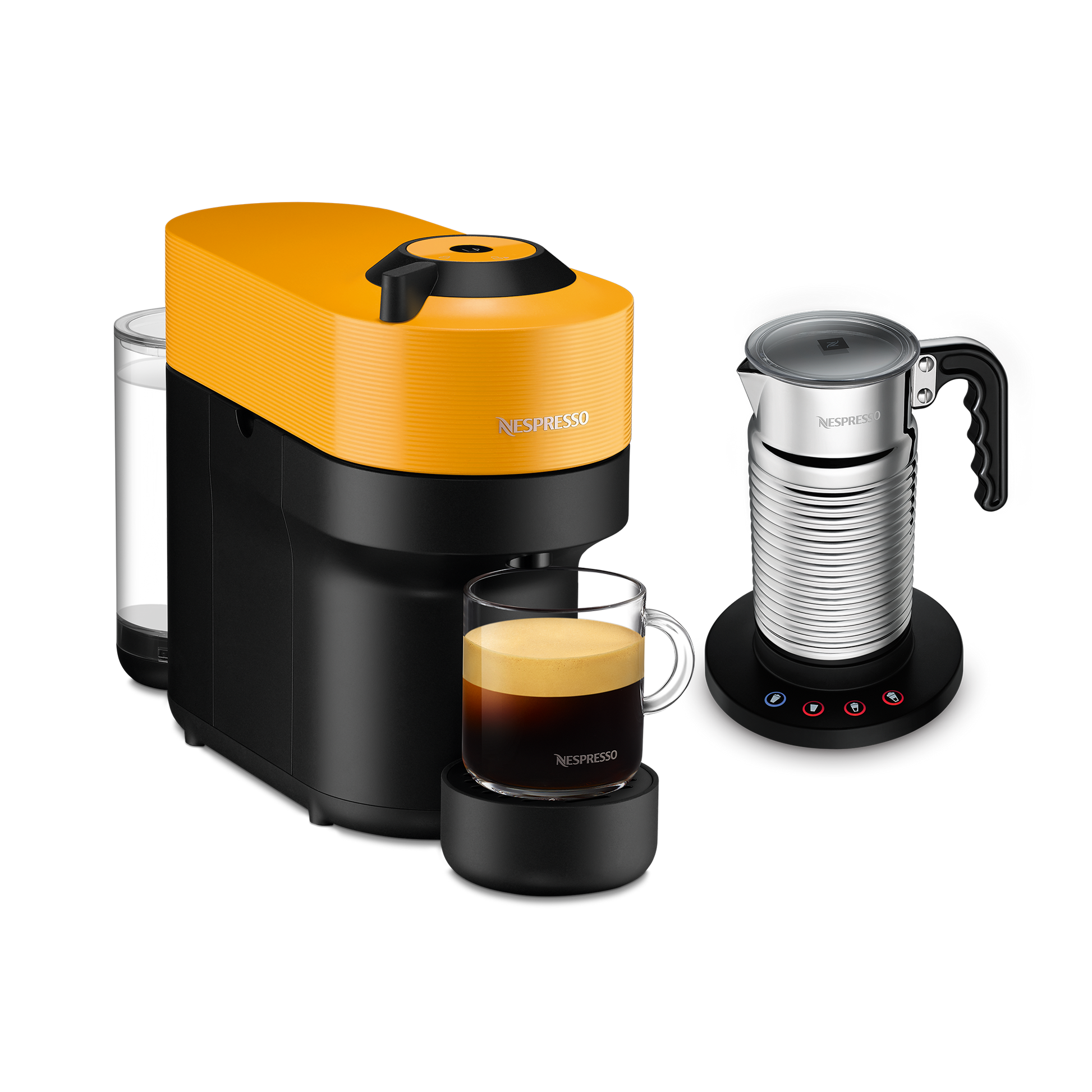 Nespresso VERTUO Pop Mango Yellow & Aeroccino4 Vertuo Kaffeemaschine