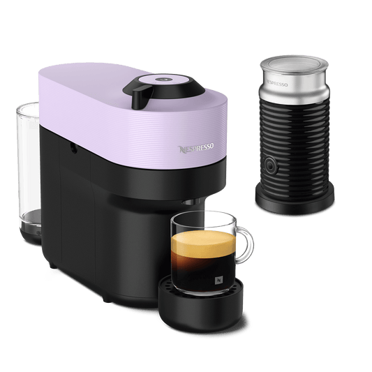Nespresso VERTUO POP Lilac & Aeroccino3 schwarz Vertuo Kaffeemaschine