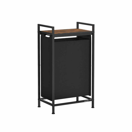 Wäschekorb mit Ablage tintenschwarz-vintagebraun