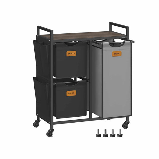 Wäschekorb 3 Fächer kastanienbraun-tintenschwarz-taubengrau