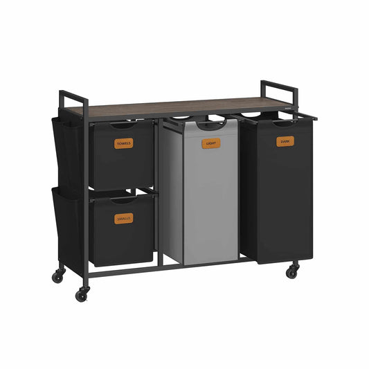 Wäschekorb 4 Fächer kastanienbraun-tintenschwarz-taubengrau