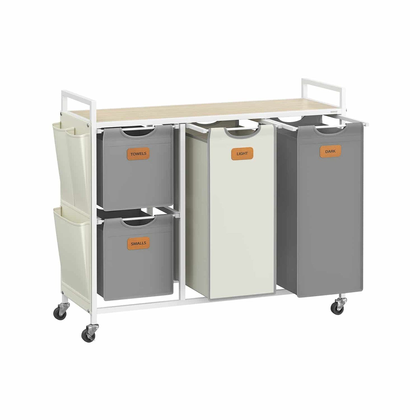 Wäschekorb 4 Fächer naturbeige-taubengrau-cremeweiß