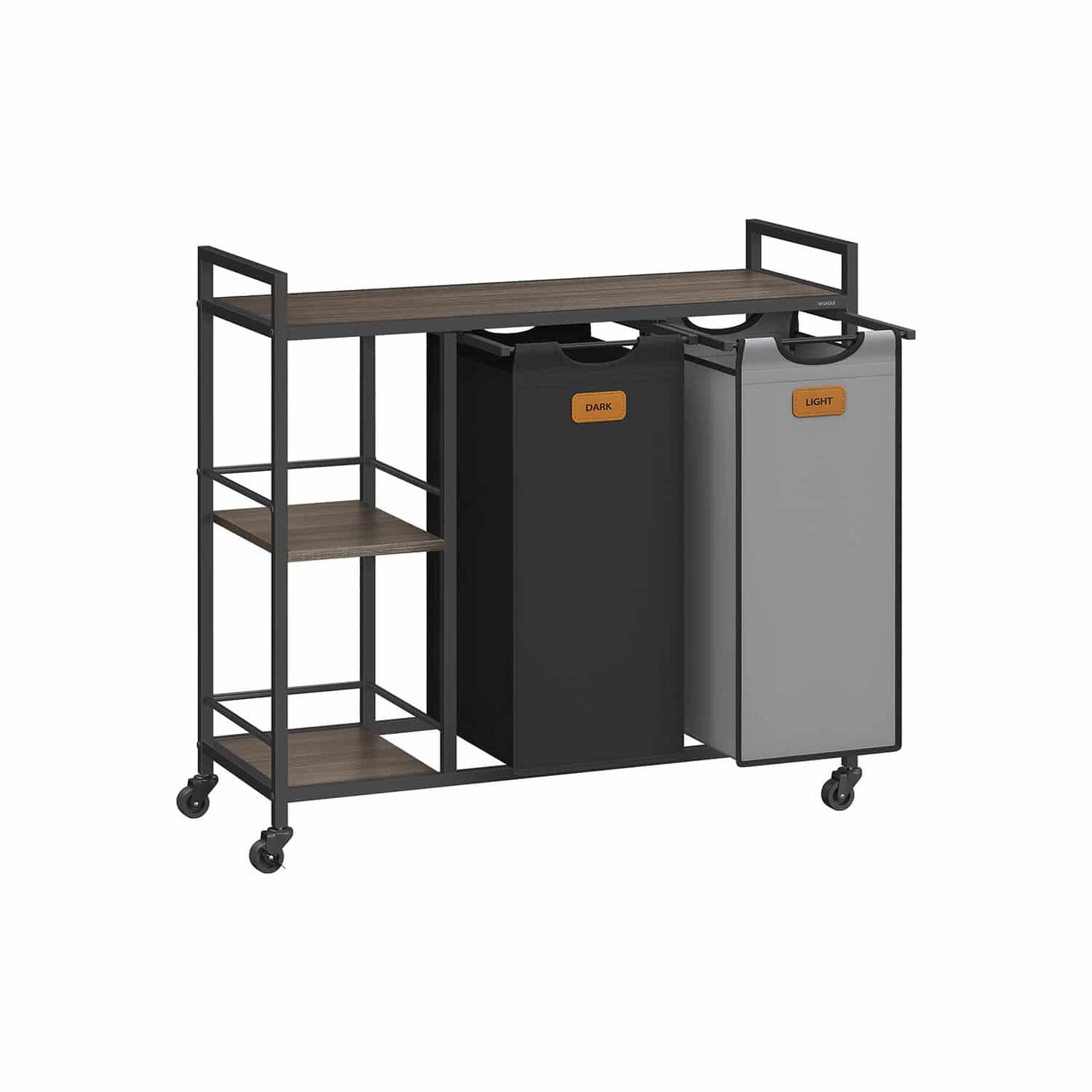 Wäschekorb 2 Fächer kastanienbraun-tintenschwarz-taubengrau