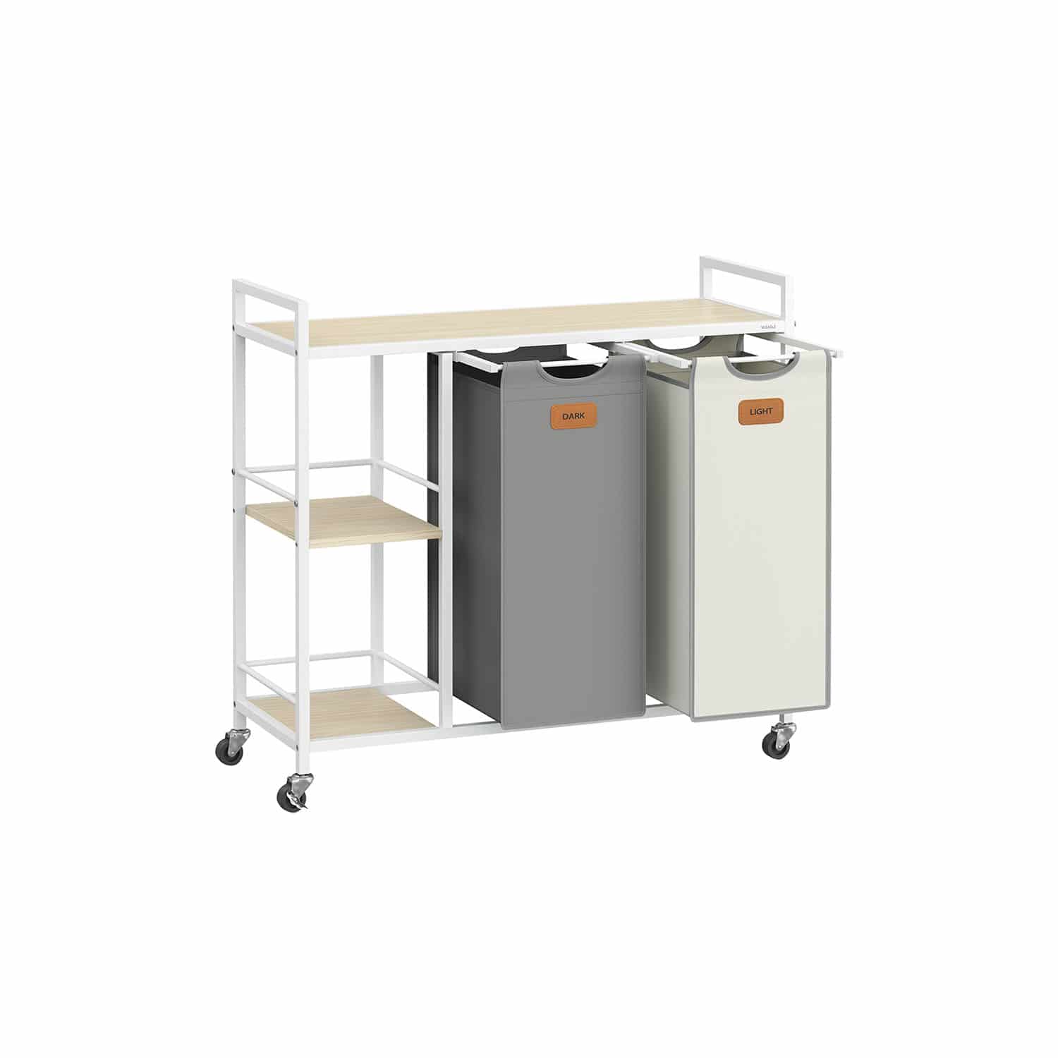 Wäschekorb 2 Fächer naturbeige-taubengrau-cremeweiß