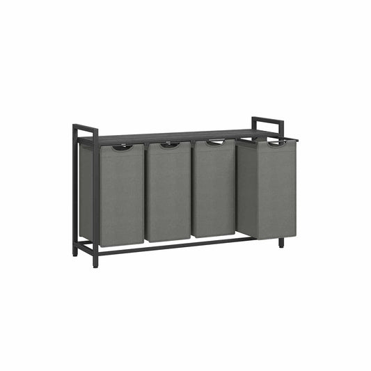 Wäschekorb 4 Fächer mit Ablage schwarz-grau