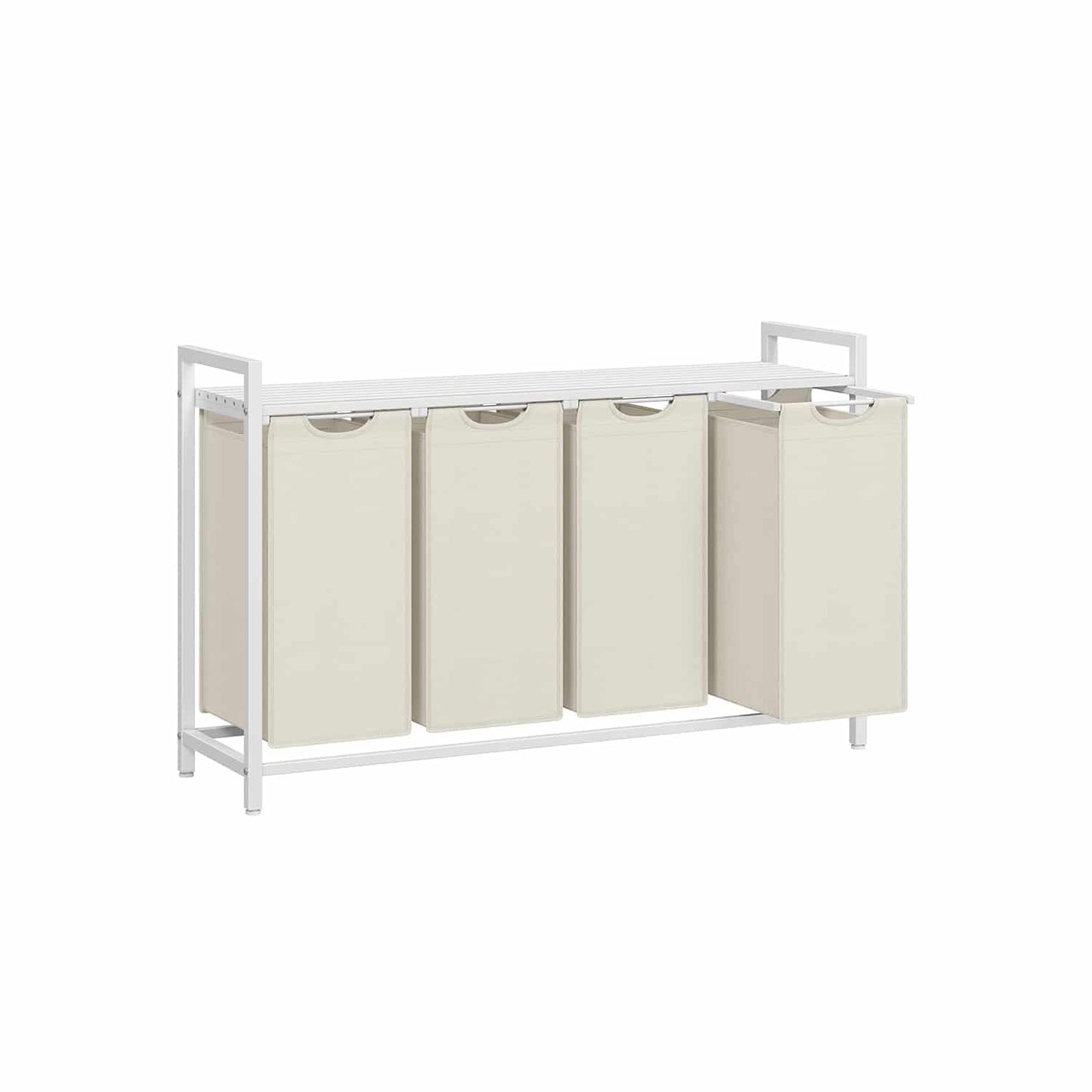 Wäschekorb 4 Fächer mit Ablage weiß