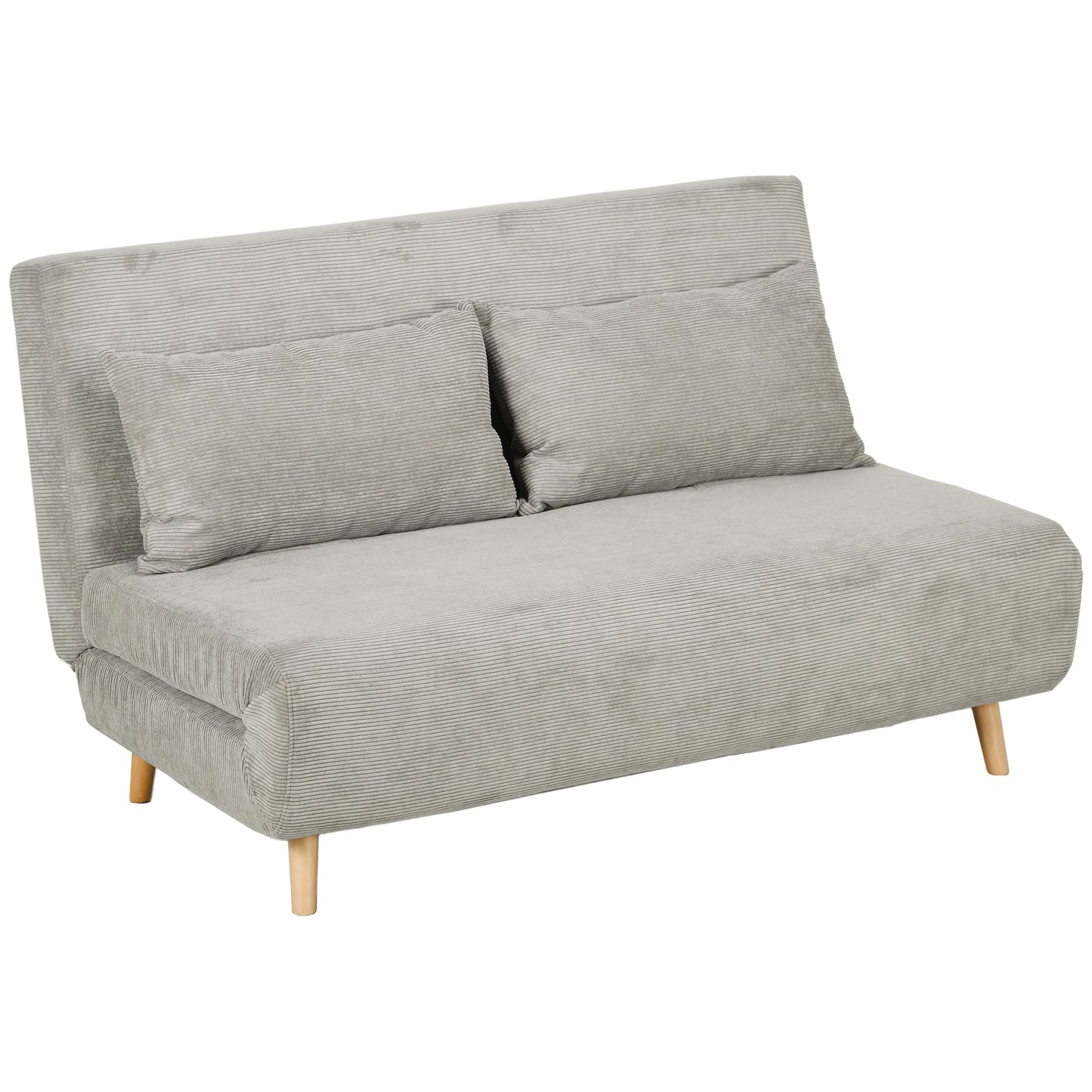 HOMCOM Schlafsofa, Klappbett mit Bettfunktion, Rückenkissen, Polstersofa mit Verstellbarer Rückenlehne, Samtoptik, 141 x 90 x 81 cm, Grau   Aosom