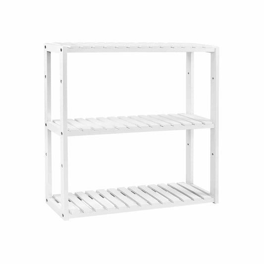 Bambusregal mit 3 Ablagen Weiß