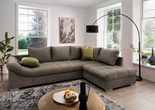 Ecksofa Alvito mit Schlaffunktion - Eleganter Mikrofaser Stoff in Verschiedenen Farben, von Benformato