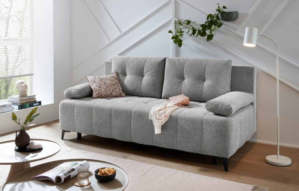 Kompaktes Schlafsofa Lauren von Ed Exciting Design mit Nosagfederung, Liftbeschlag und Bettkasten für kleine Räume