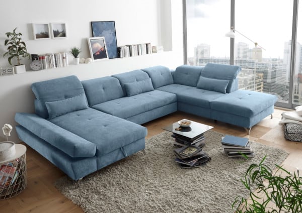 Wohnlandschaft Melfi von Ed Exciting Design – Modernes U-Form Sofa mit Schlaffunktion und Bettkasten