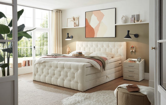 Boxspringbett Nevada von ED Exciting Design mit Bettkasten | Härtegrad H2, Stoff Cremona-Mikrofaser