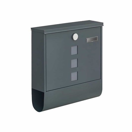 Briefkasten mit Schloss und Zeitungsfach anthrazit