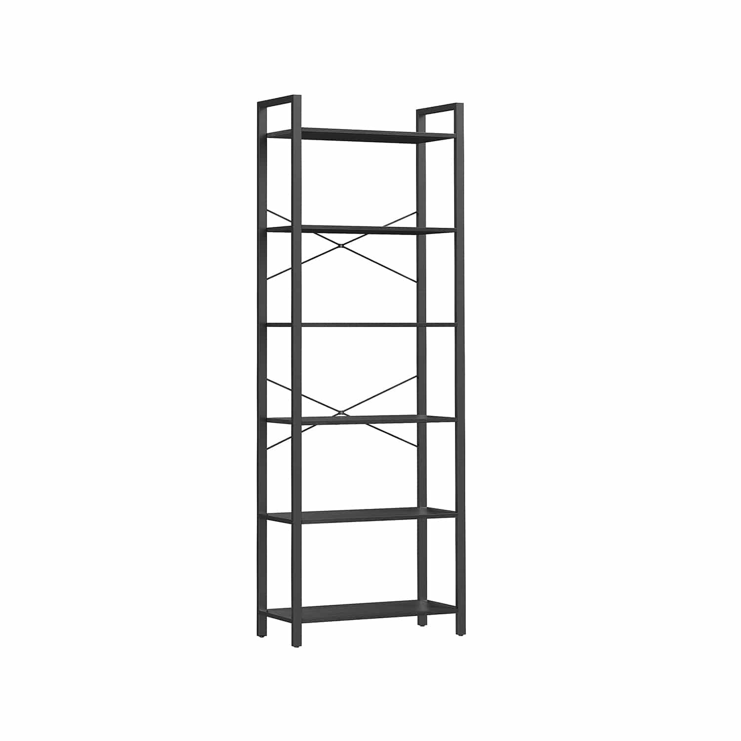 Bücherregal mit 6 Ebenen und Stahlrahmen