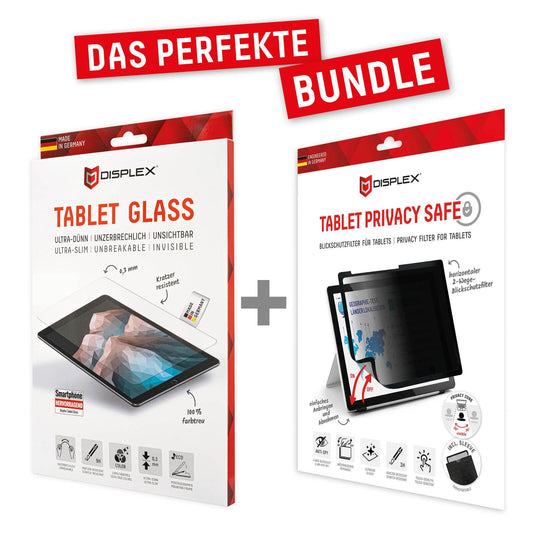 DISPLEX Tablet Glass (9H) & Privacy Safe Blickschutzfilter für iPad 10.9 (10. & 11. Generation)