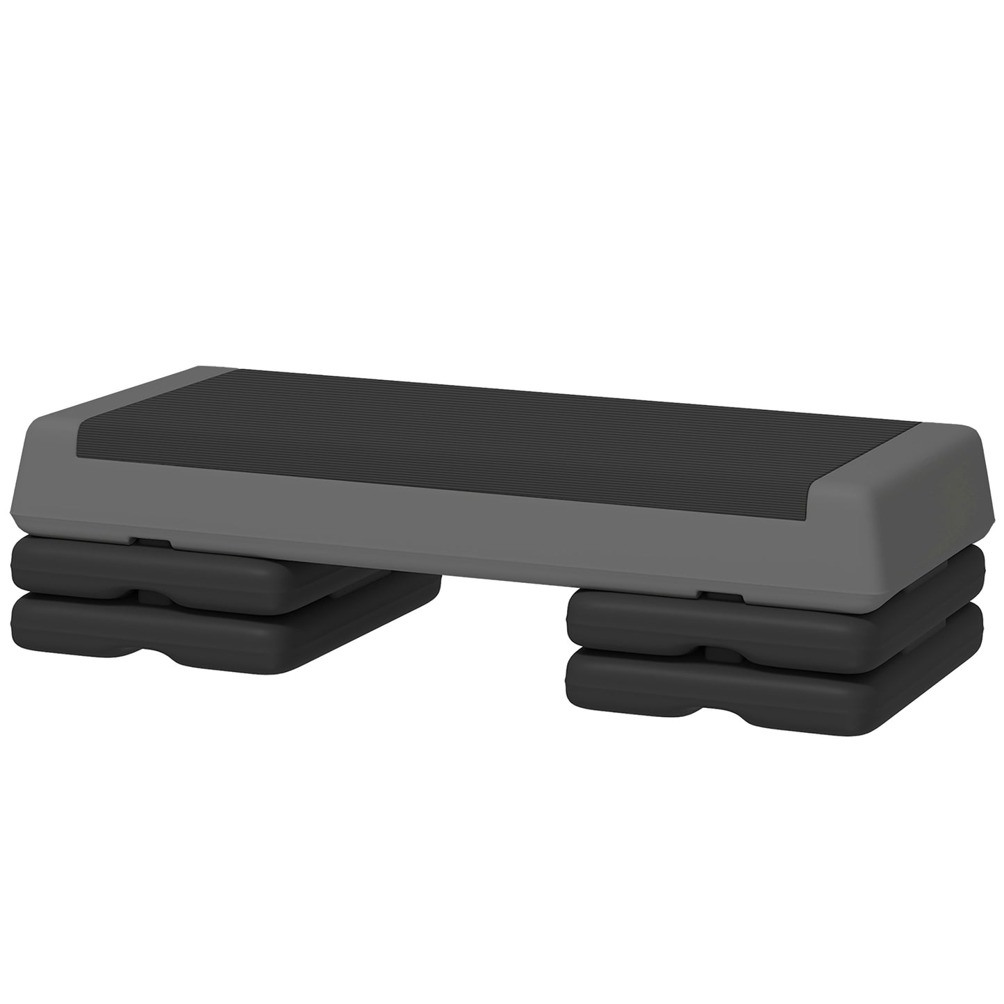 SPORTNOW Aerobic-Stepper, 10,5/15,5/20,5cm Höhenverstellbare Steppbrett, rutschfest, für Zuhause, Fitnessstudio, Büro, Kunststoff, Grau   Aosom
